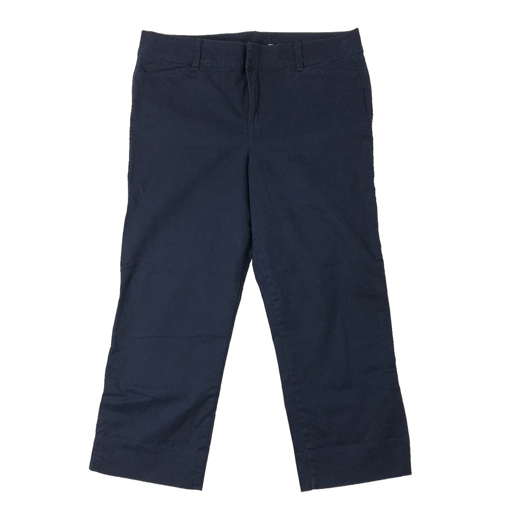 Old Navy Pants Women's Size 4 Navy Blue Pixie Crop Mid Rise Chino‎ Ankle Slit